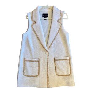 Tahari Winter White long Wool Blend Vest Size Medium